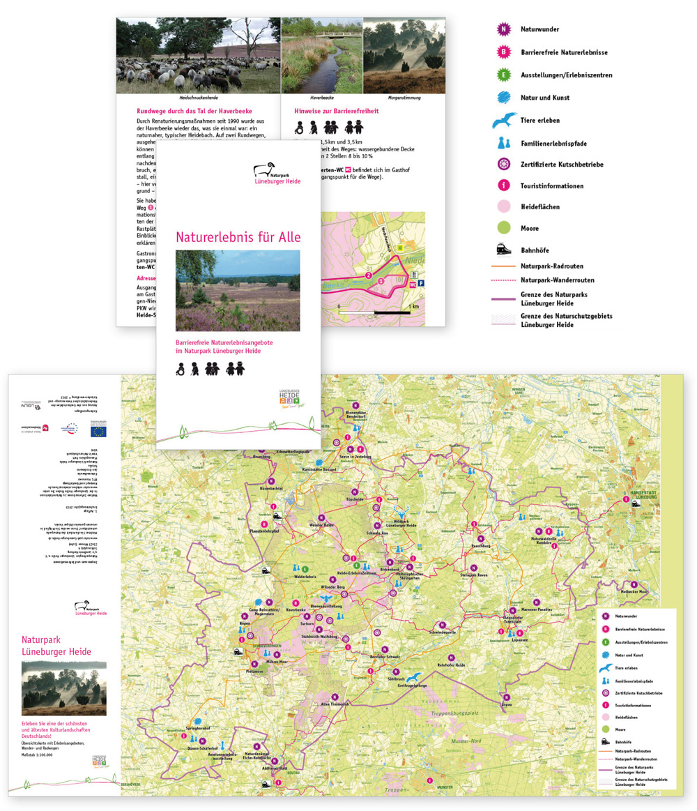 Infografik für barrierefreies Naturerleben im Naturpark Lüneburger Heide