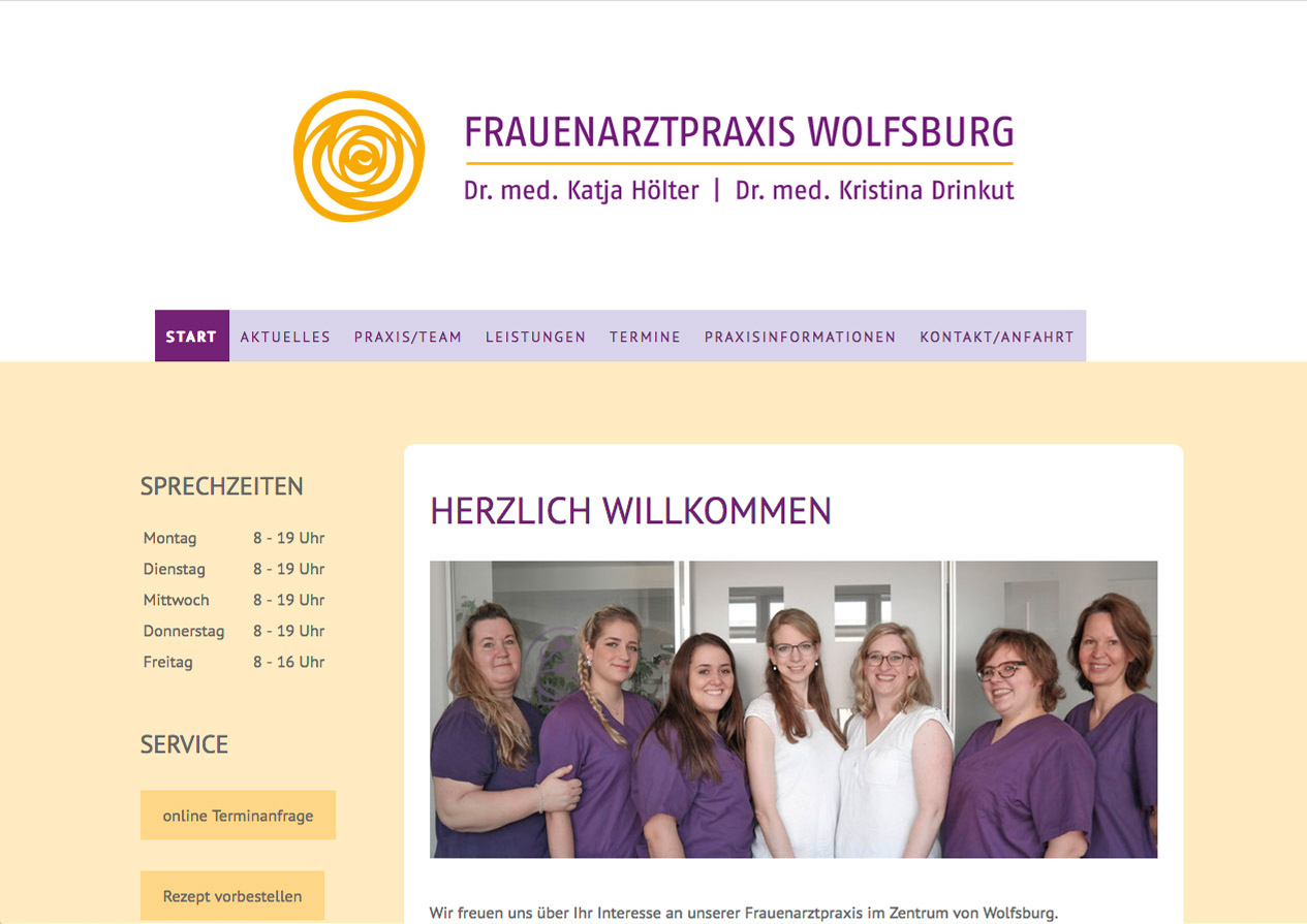 Internetauftritt Frauenarztpraxis Wolfsburg