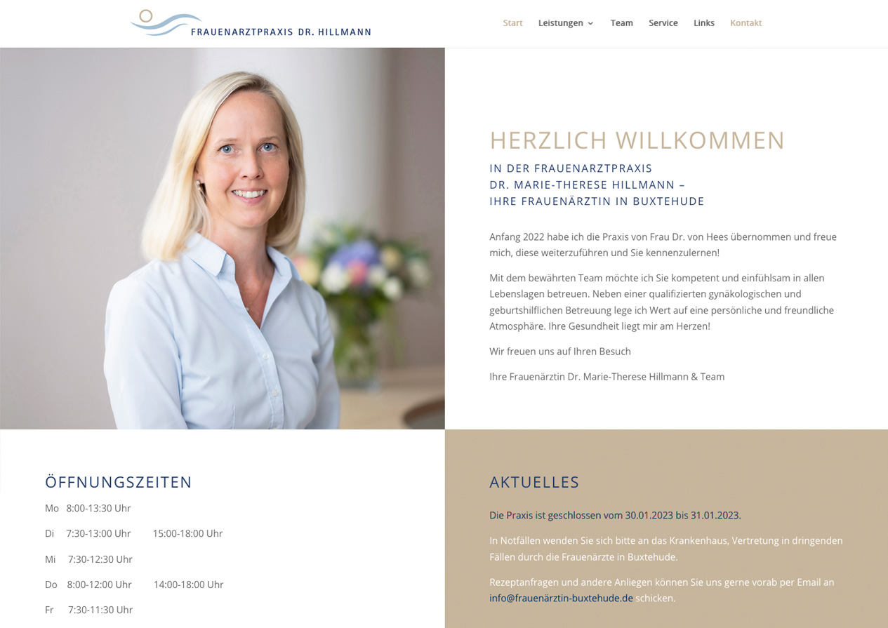 Internetauftritt Frauenärztin Hillmann, Buxtehude